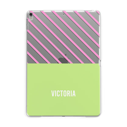 Personalised Pink Green Striped Apple iPad Silver Case