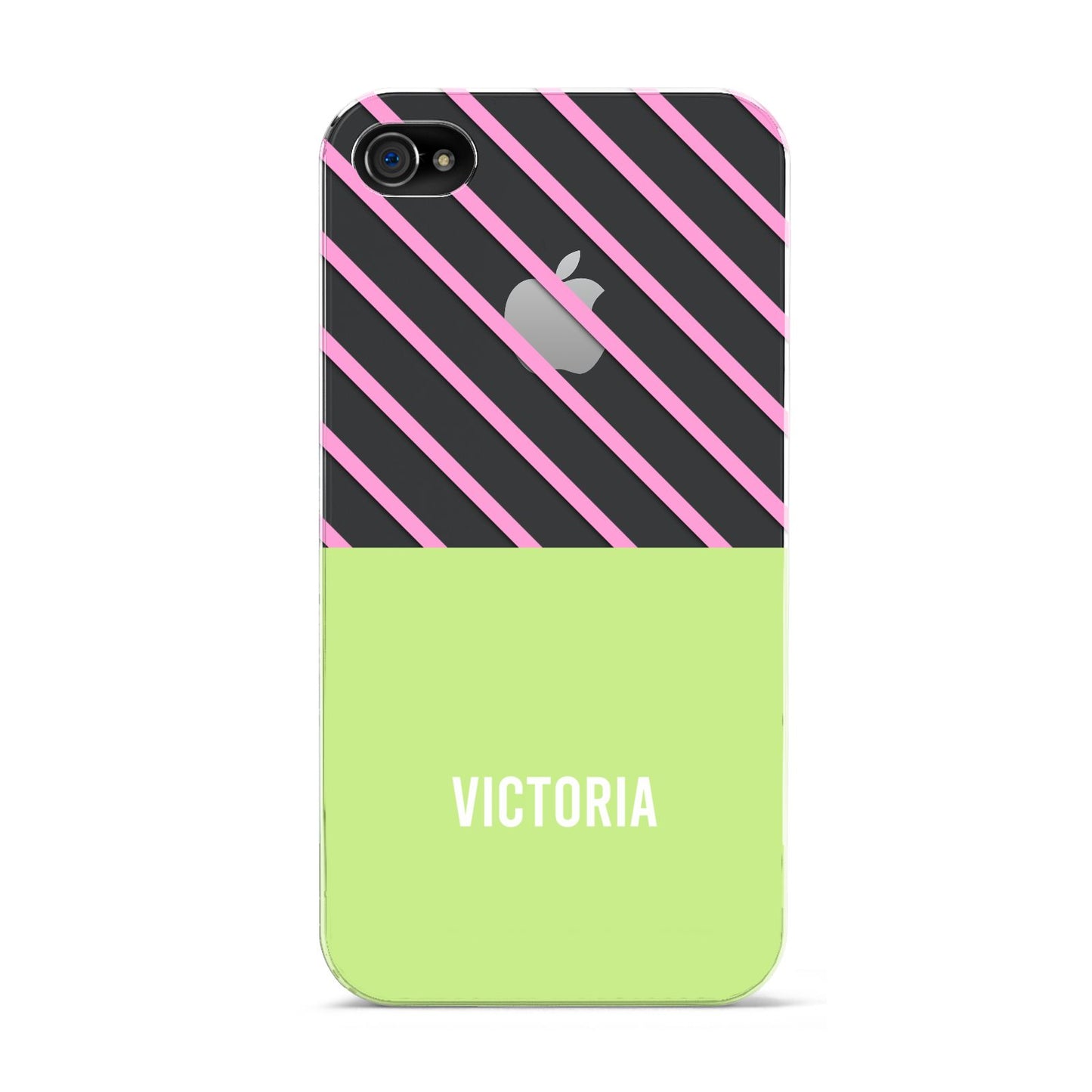 Personalised Pink Green Striped Apple iPhone 4s Case