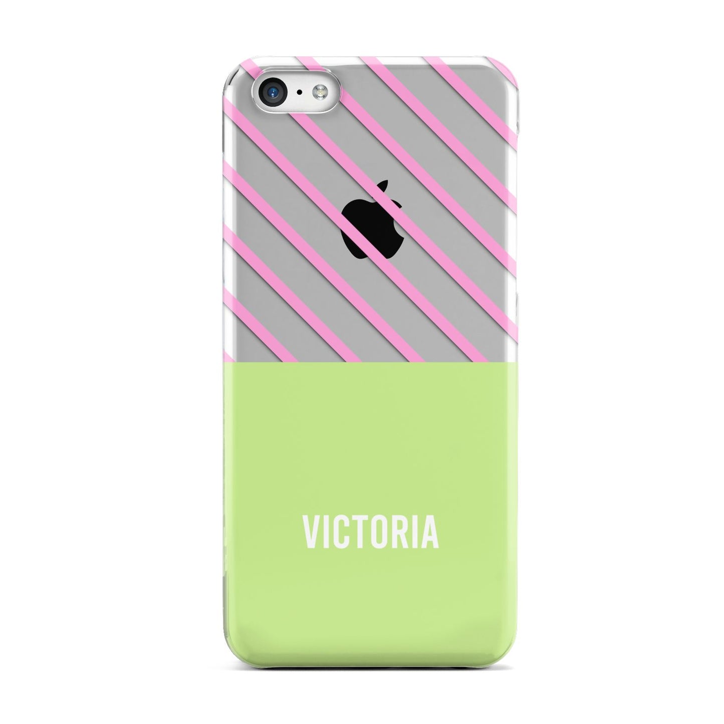 Personalised Pink Green Striped Apple iPhone 5c Case