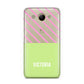 Personalised Pink Green Striped Huawei Y3 2017