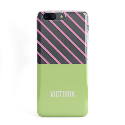 Personalised Pink Green Striped OnePlus Case