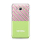 Personalised Pink Green Striped Samsung Galaxy J5 2016 Case
