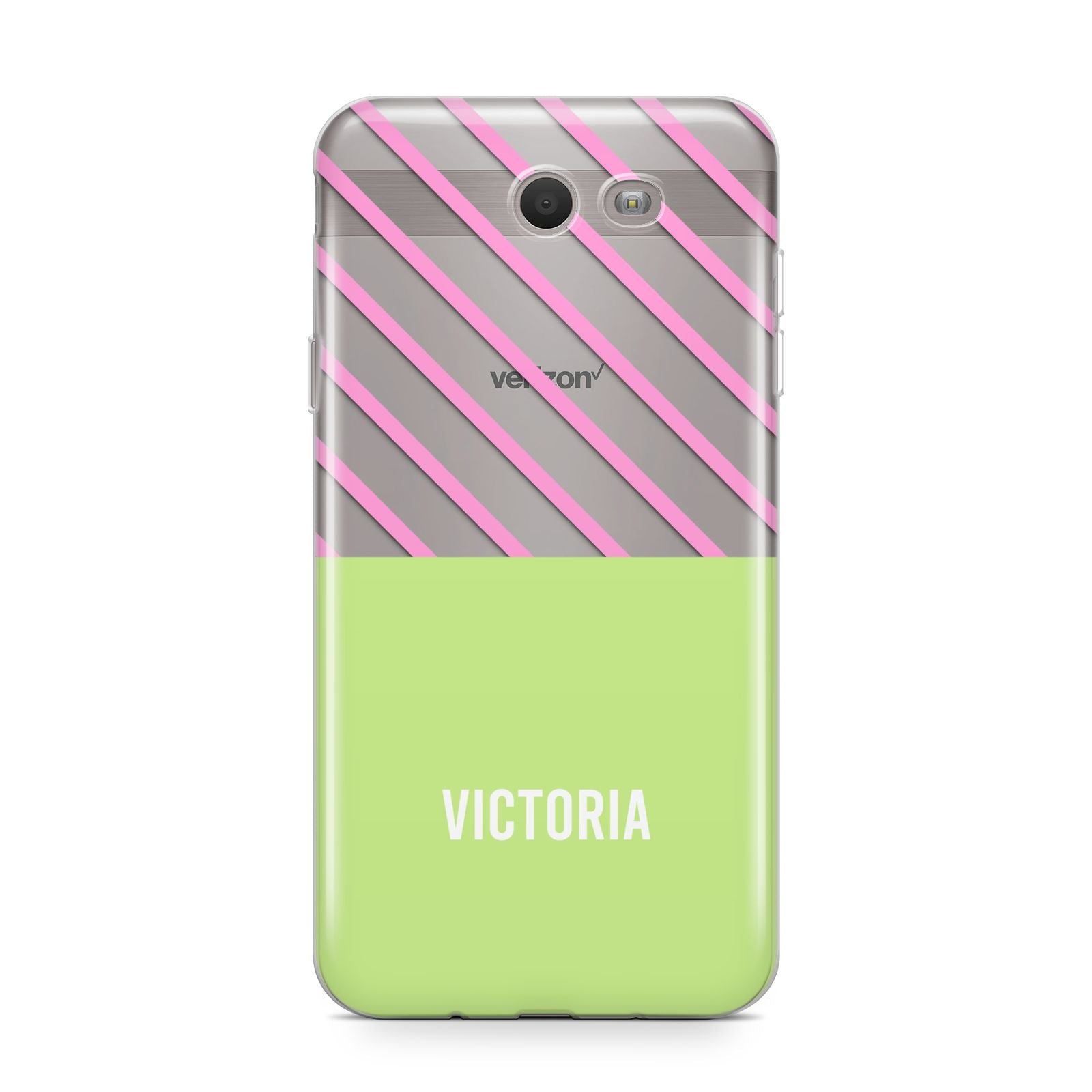 Personalised Pink Green Striped Samsung Galaxy J7 2017 Case