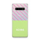 Personalised Pink Green Striped Samsung Galaxy S10 Plus Case