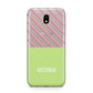 Personalised Pink Green Striped Samsung J5 2017 Case