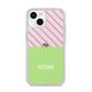 Personalised Pink Green Striped iPhone 14 Clear Tough Case Starlight