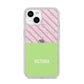Personalised Pink Green Striped iPhone 14 Glitter Tough Case Starlight