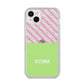 Personalised Pink Green Striped iPhone 14 Plus Glitter Tough Case Starlight