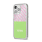 Personalised Pink Green Striped iPhone 14 Pro Max Glitter Tough Case Silver Angled Image