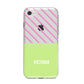 Personalised Pink Green Striped iPhone 8 Bumper Case on Silver iPhone