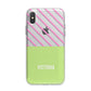 Personalised Pink Green Striped iPhone X Bumper Case on Silver iPhone Alternative Image 1