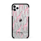 Personalised Pink Grey Giraffes Apple iPhone 11 Pro Max in Silver with Black Impact Case