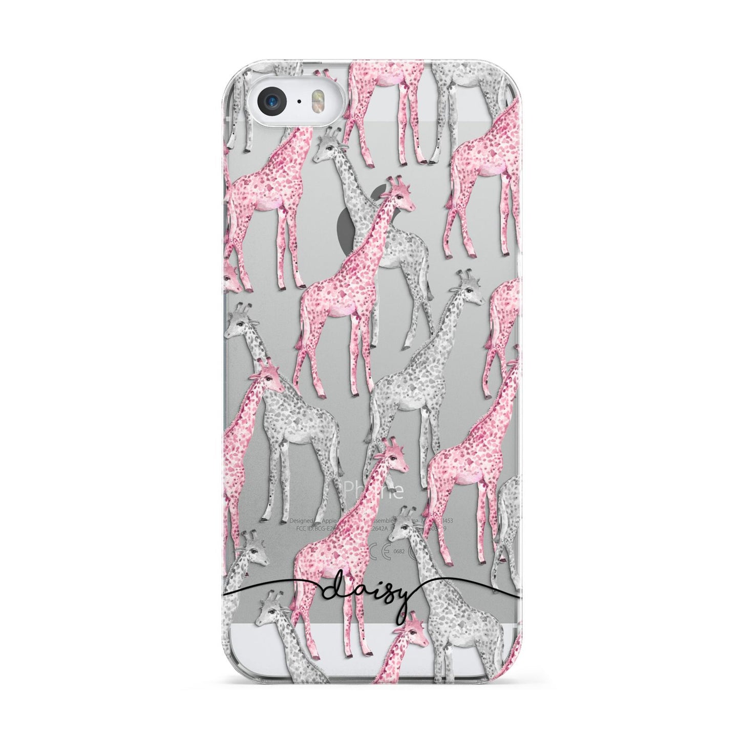 Personalised Pink Grey Giraffes Apple iPhone 5 Case