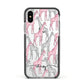 Personalised Pink Grey Giraffes Apple iPhone Xs Impact Case Black Edge on Silver Phone