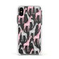 Personalised Pink Grey Giraffes Apple iPhone Xs Impact Case White Edge on Black Phone