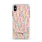 Personalised Pink Grey Giraffes Apple iPhone Xs Impact Case White Edge on Gold Phone