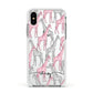 Personalised Pink Grey Giraffes Apple iPhone Xs Impact Case White Edge on Silver Phone