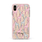 Personalised Pink Grey Giraffes Apple iPhone Xs Max Impact Case Pink Edge on Gold Phone