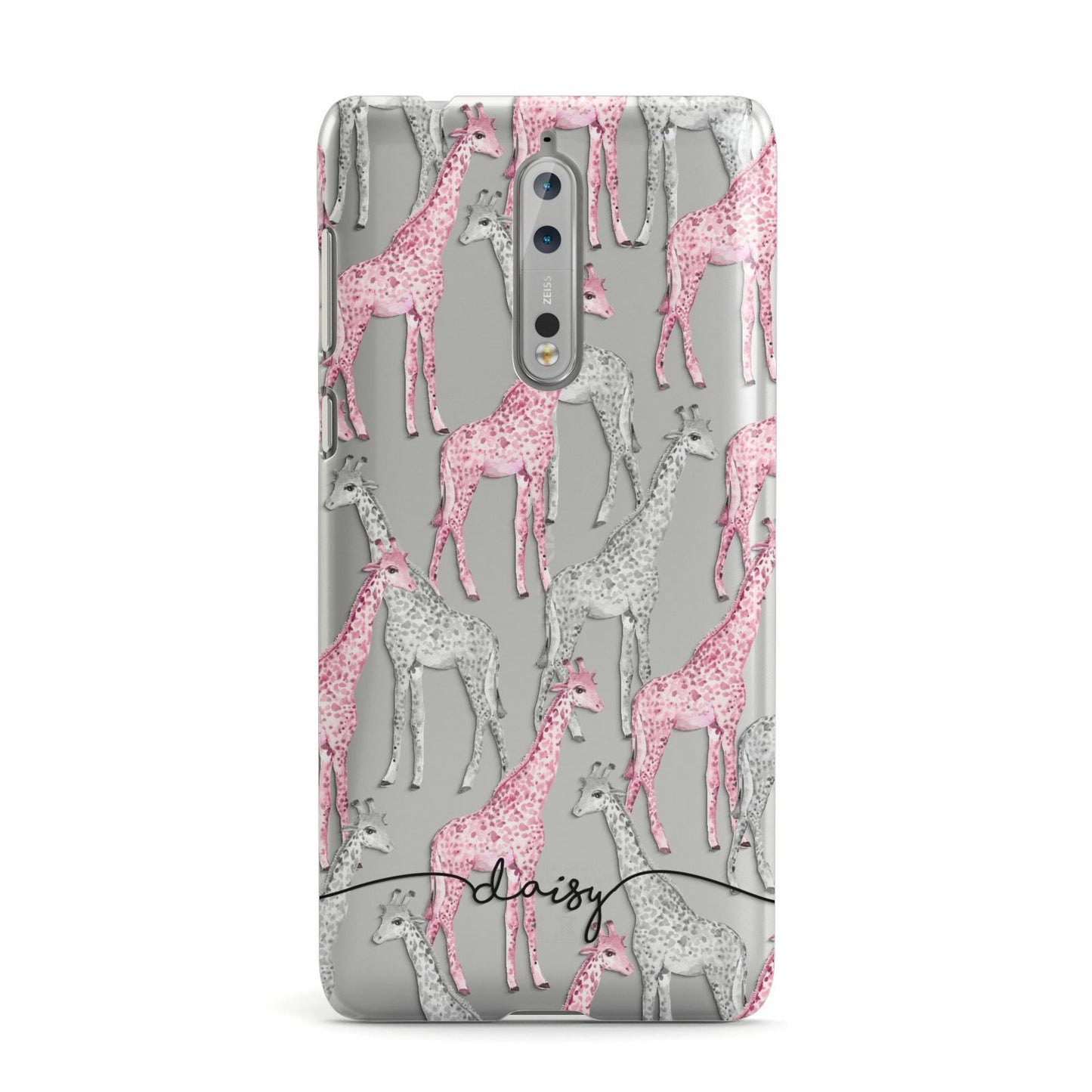 Personalised Pink Grey Giraffes Nokia Case
