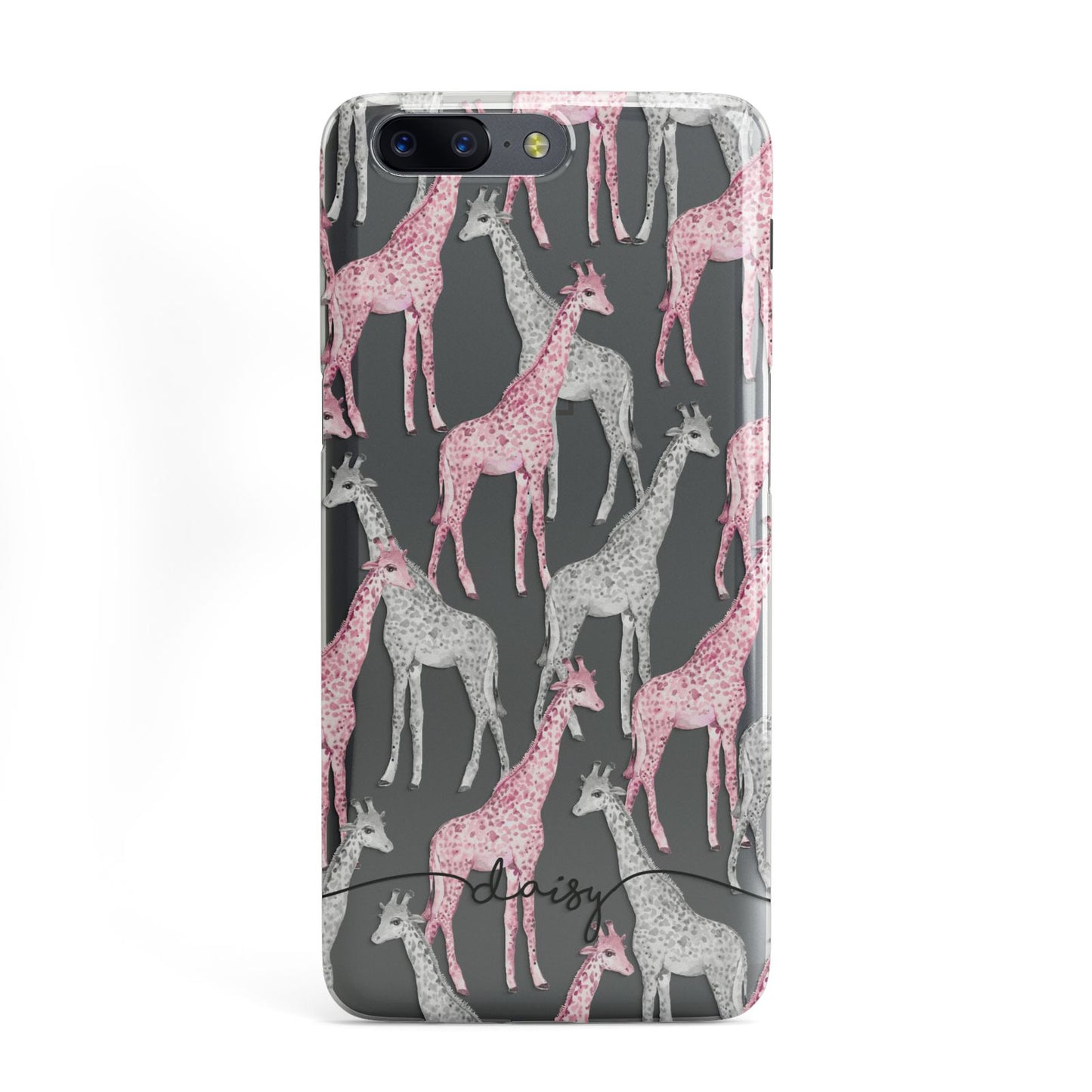 Personalised Pink Grey Giraffes OnePlus Case