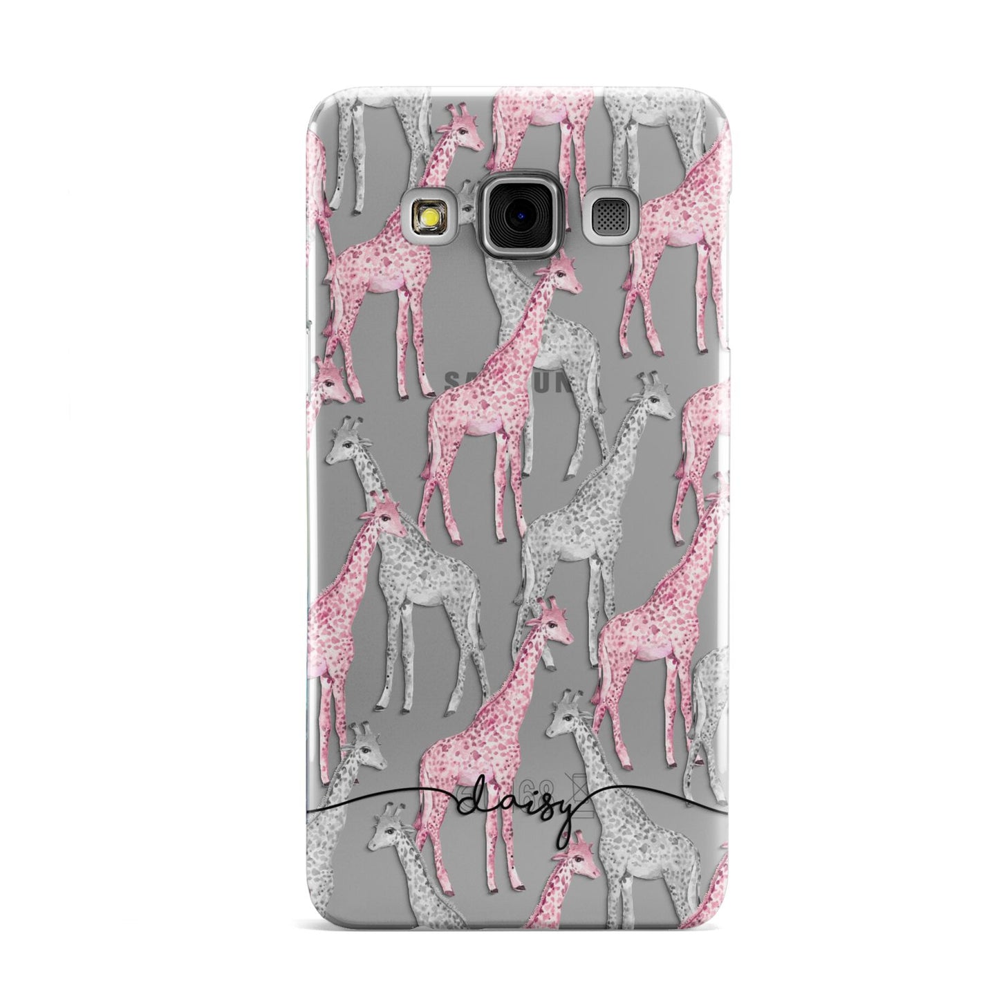 Personalised Pink Grey Giraffes Samsung Galaxy A3 Case