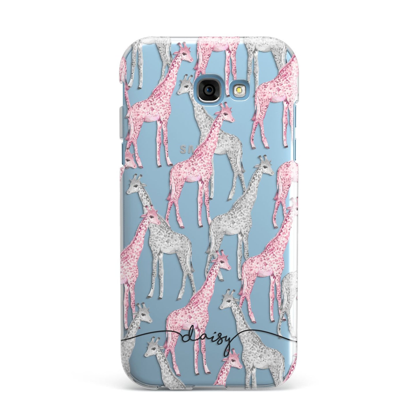 Personalised Pink Grey Giraffes Samsung Galaxy A7 2017 Case