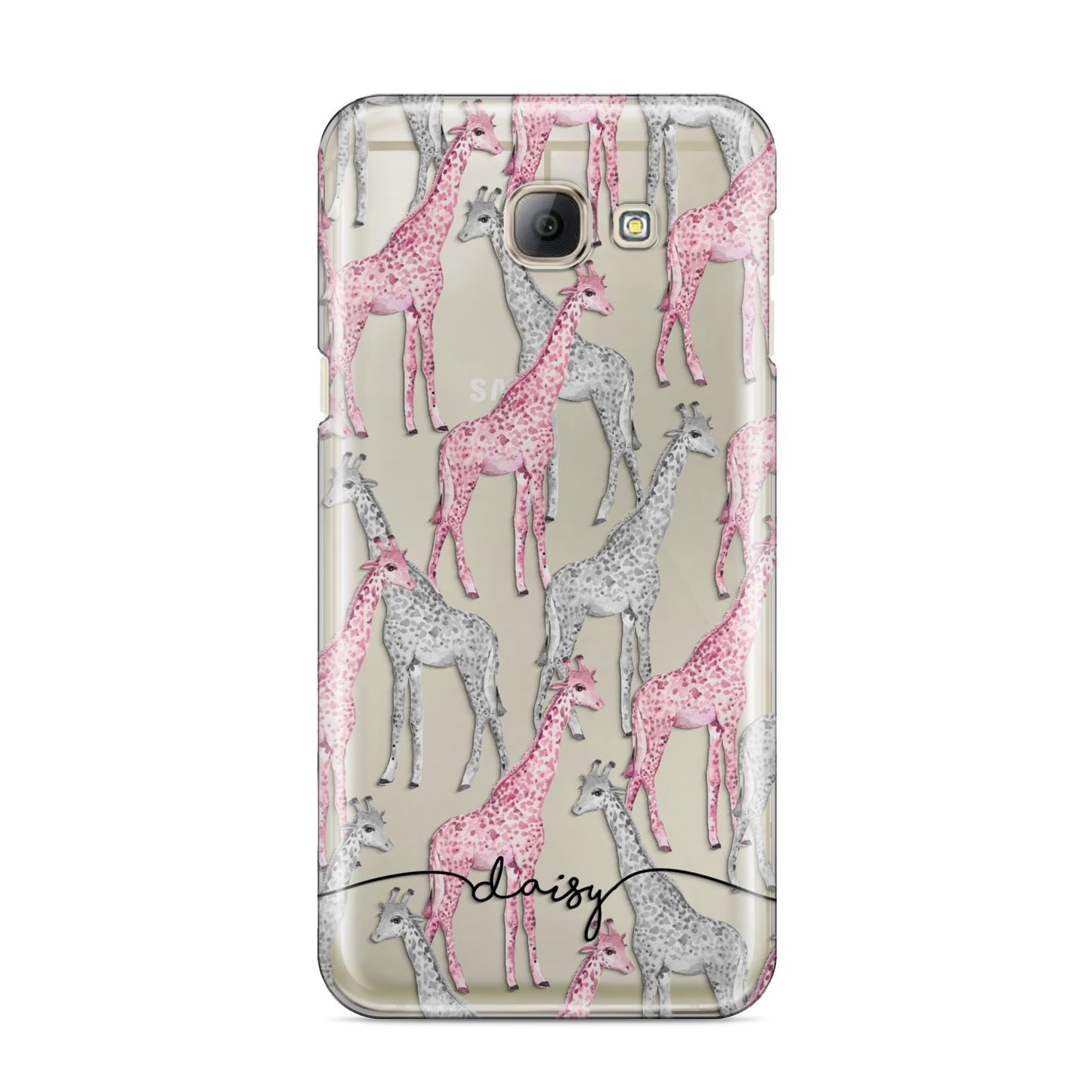 Personalised Pink Grey Giraffes Samsung Galaxy A8 2016 Case
