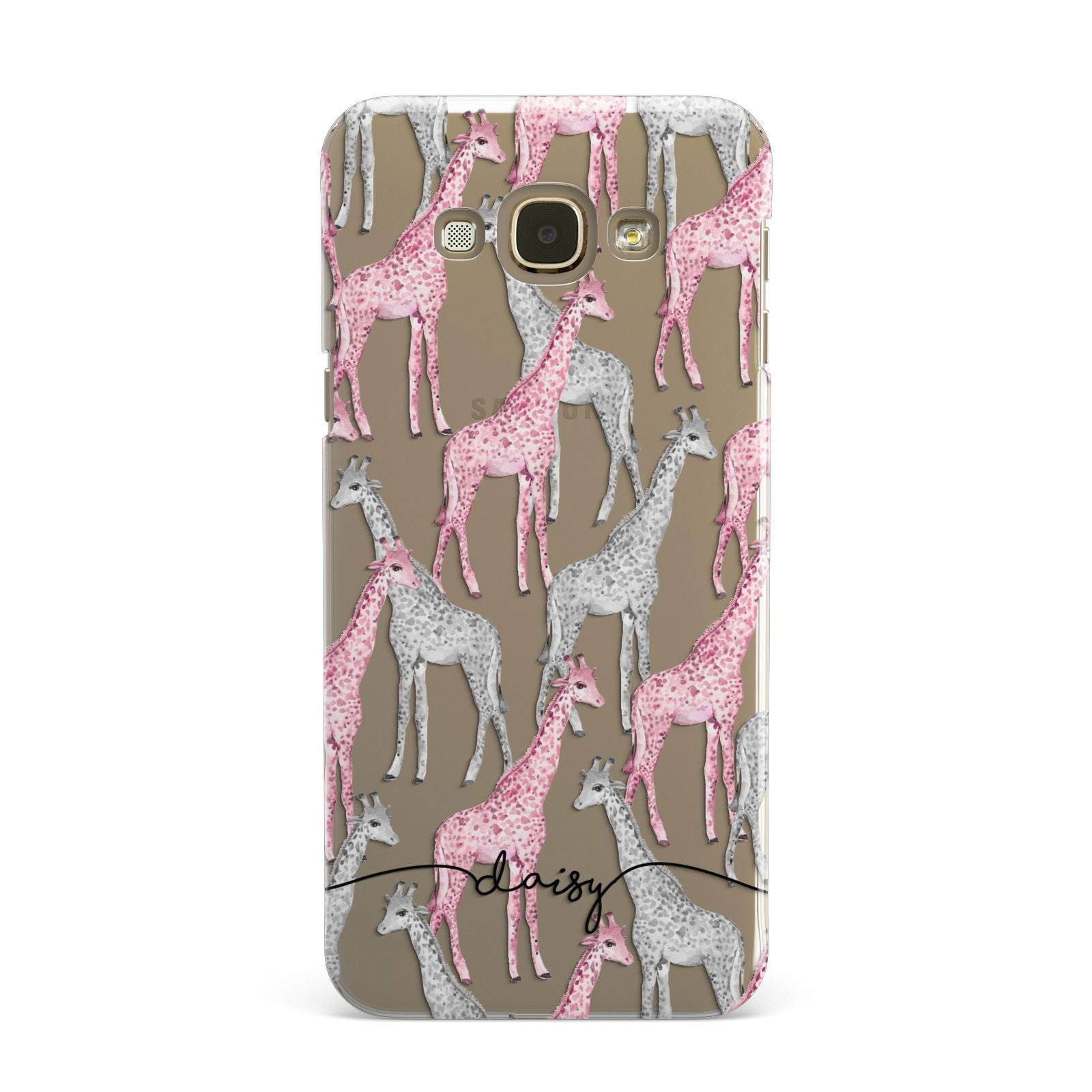 Personalised Pink Grey Giraffes Samsung Galaxy A8 Case