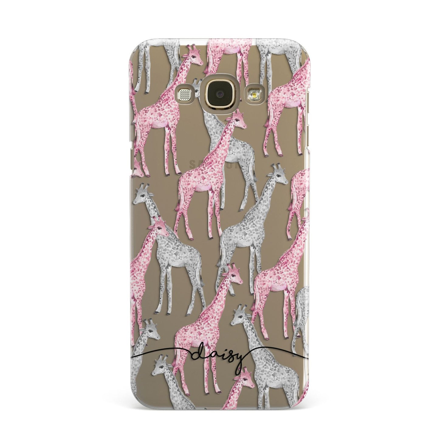 Personalised Pink Grey Giraffes Samsung Galaxy A8 Case