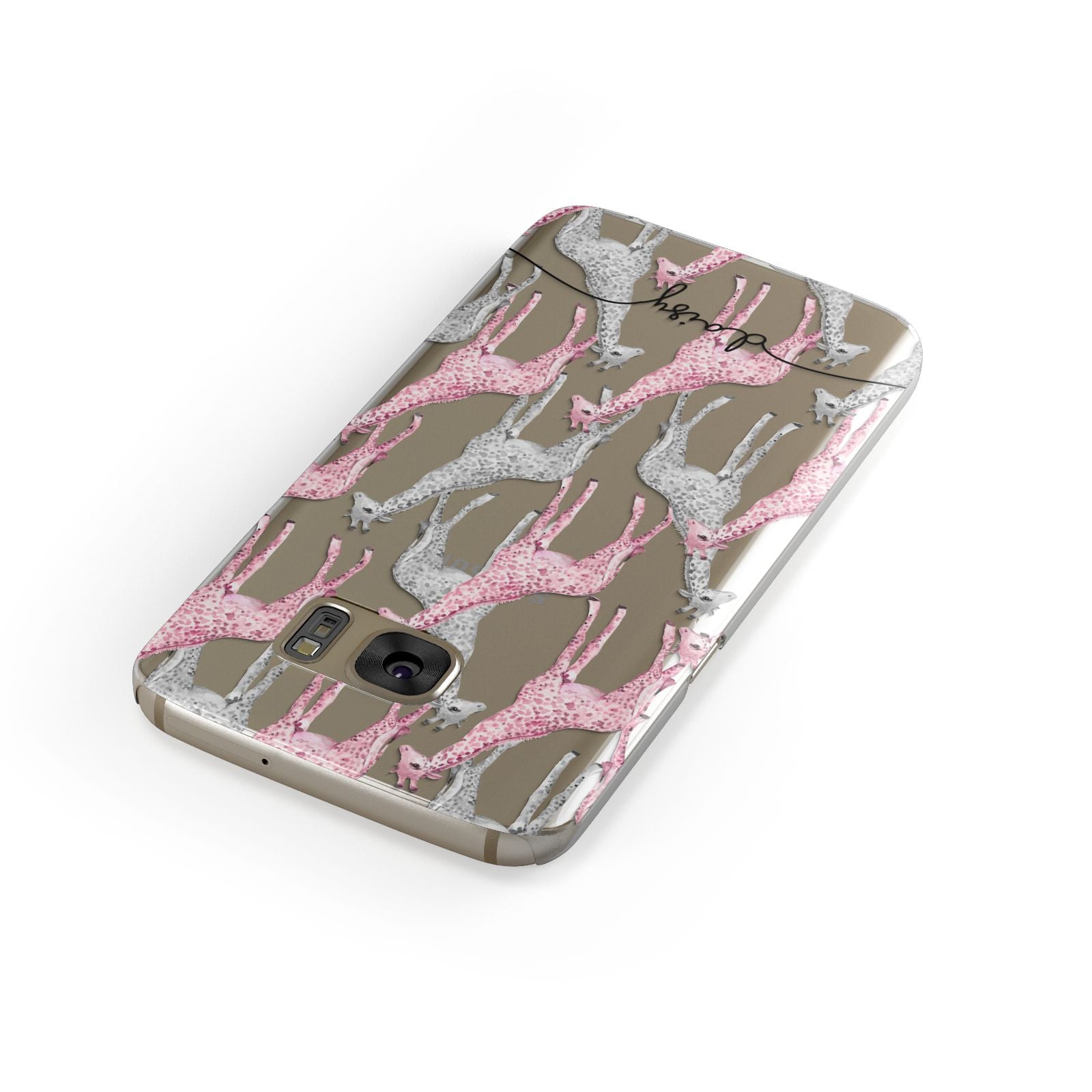 Personalised Pink Grey Giraffes Samsung Galaxy Case Front Close Up