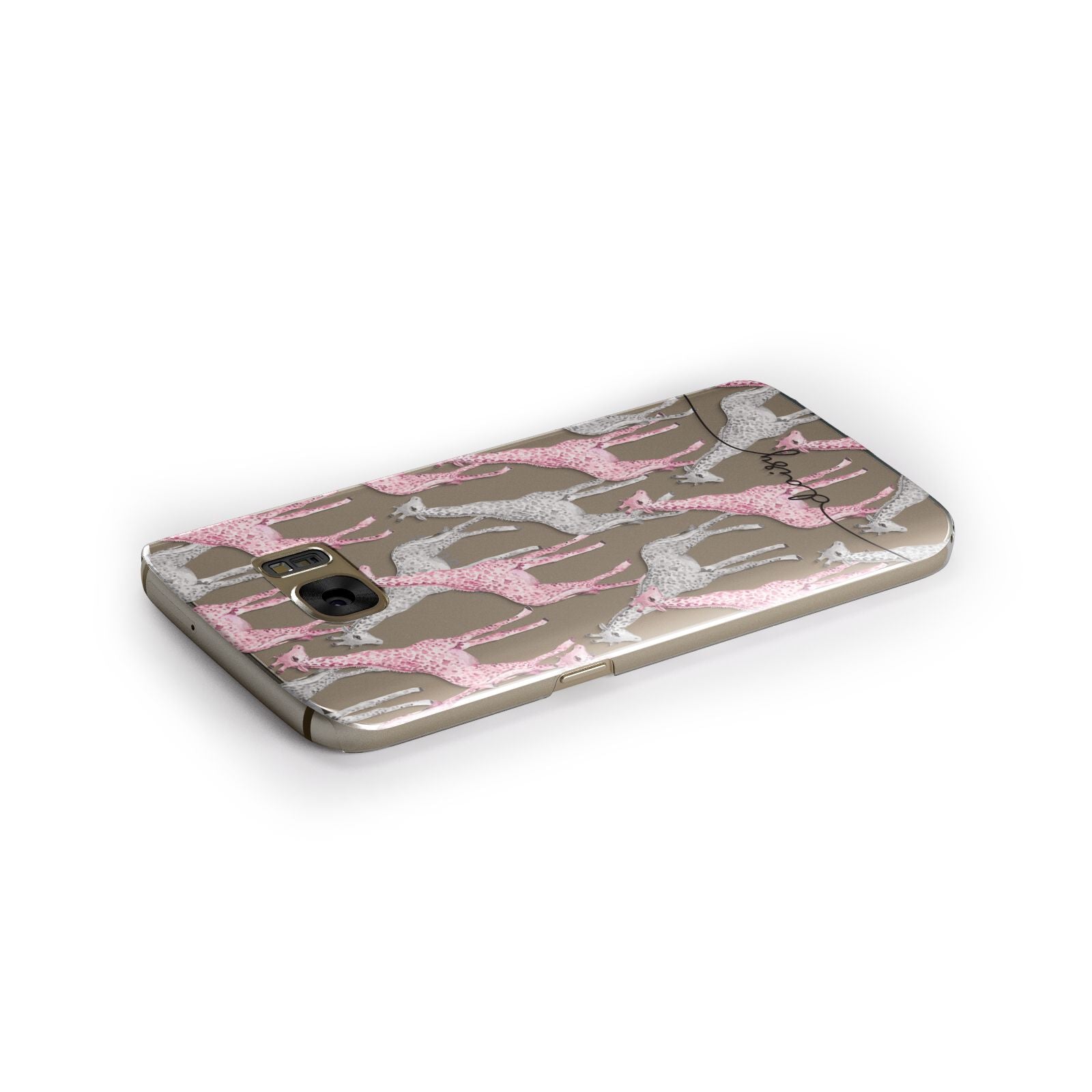 Personalised Pink Grey Giraffes Samsung Galaxy Case Side Close Up