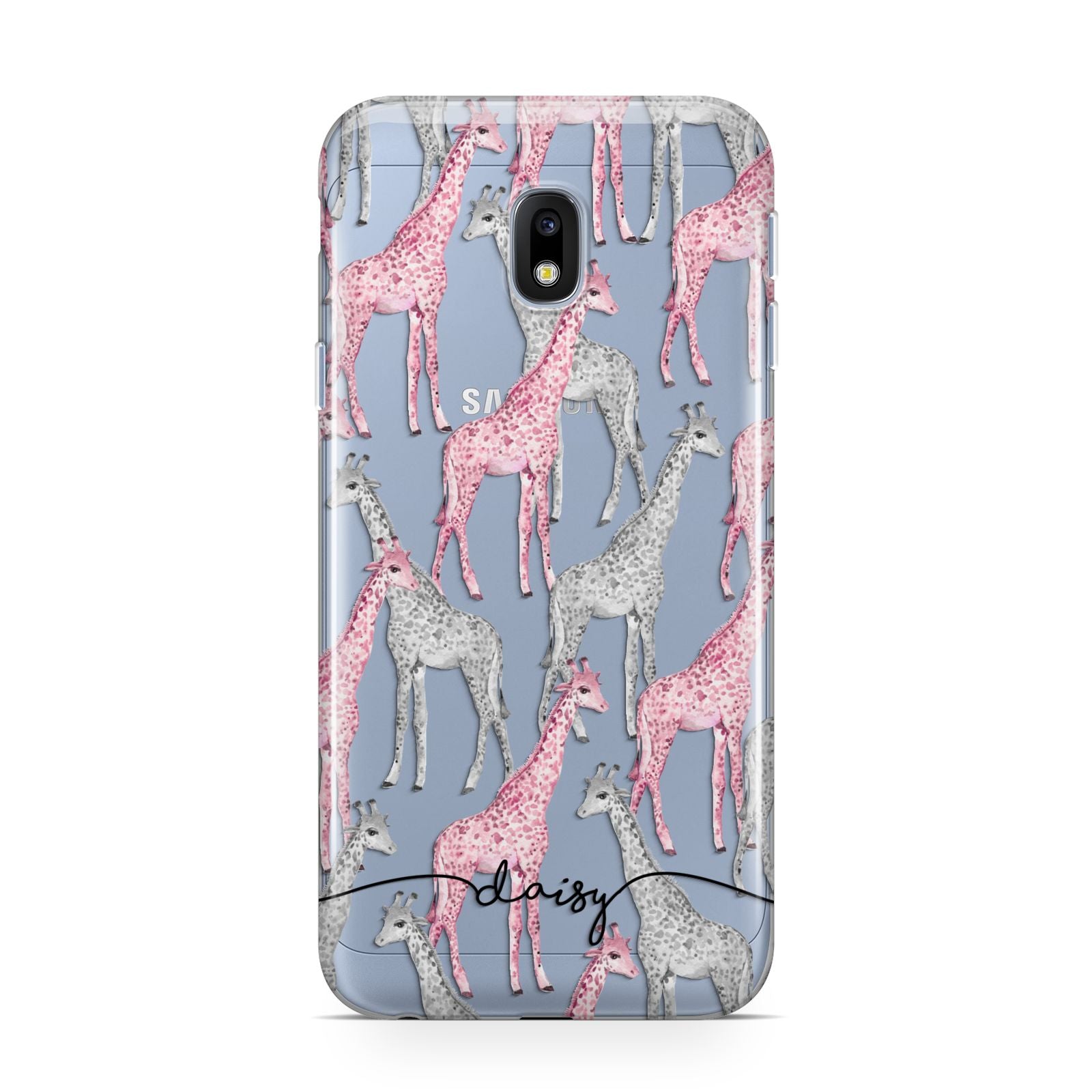 Personalised Pink Grey Giraffes Samsung Galaxy J3 2017 Case