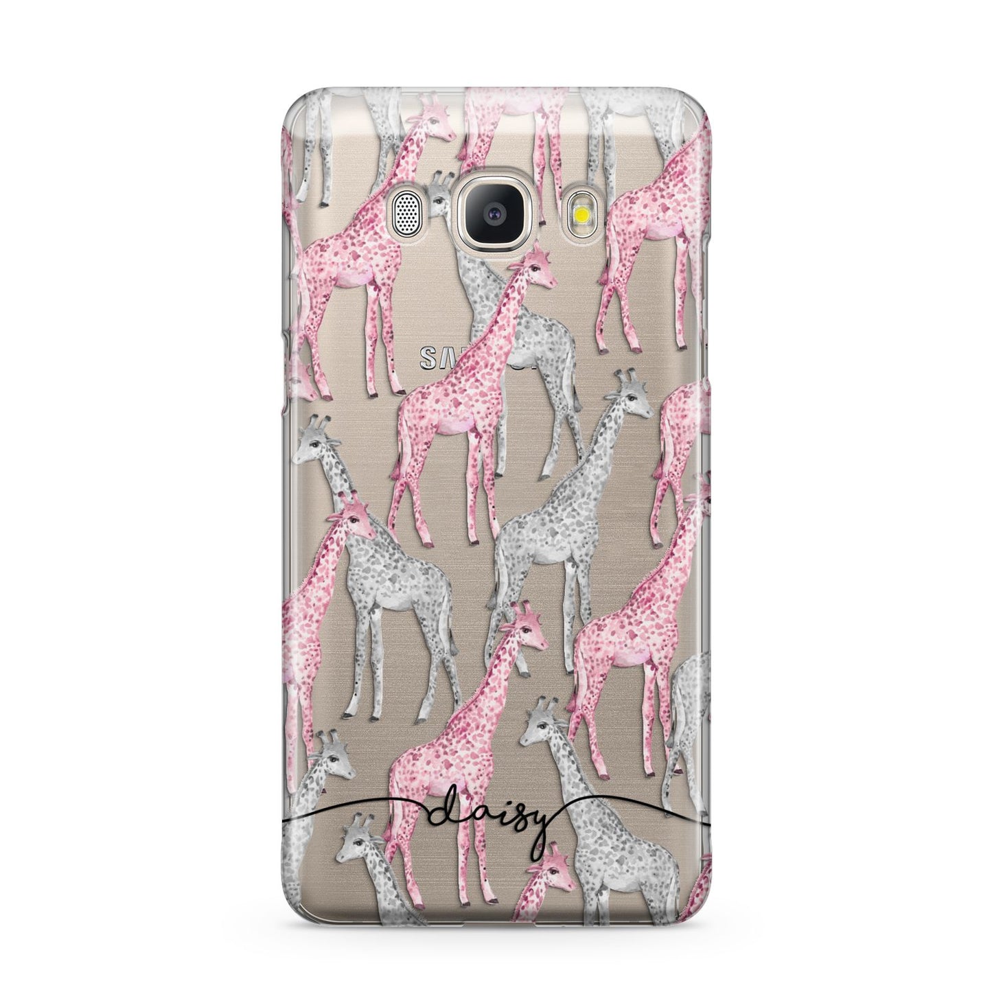 Personalised Pink Grey Giraffes Samsung Galaxy J5 2016 Case