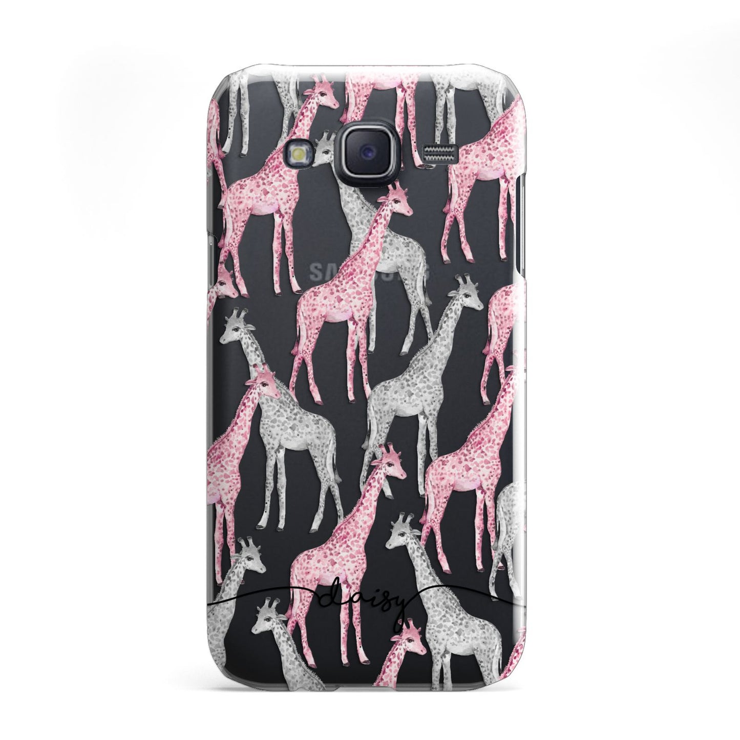 Personalised Pink Grey Giraffes Samsung Galaxy J5 Case