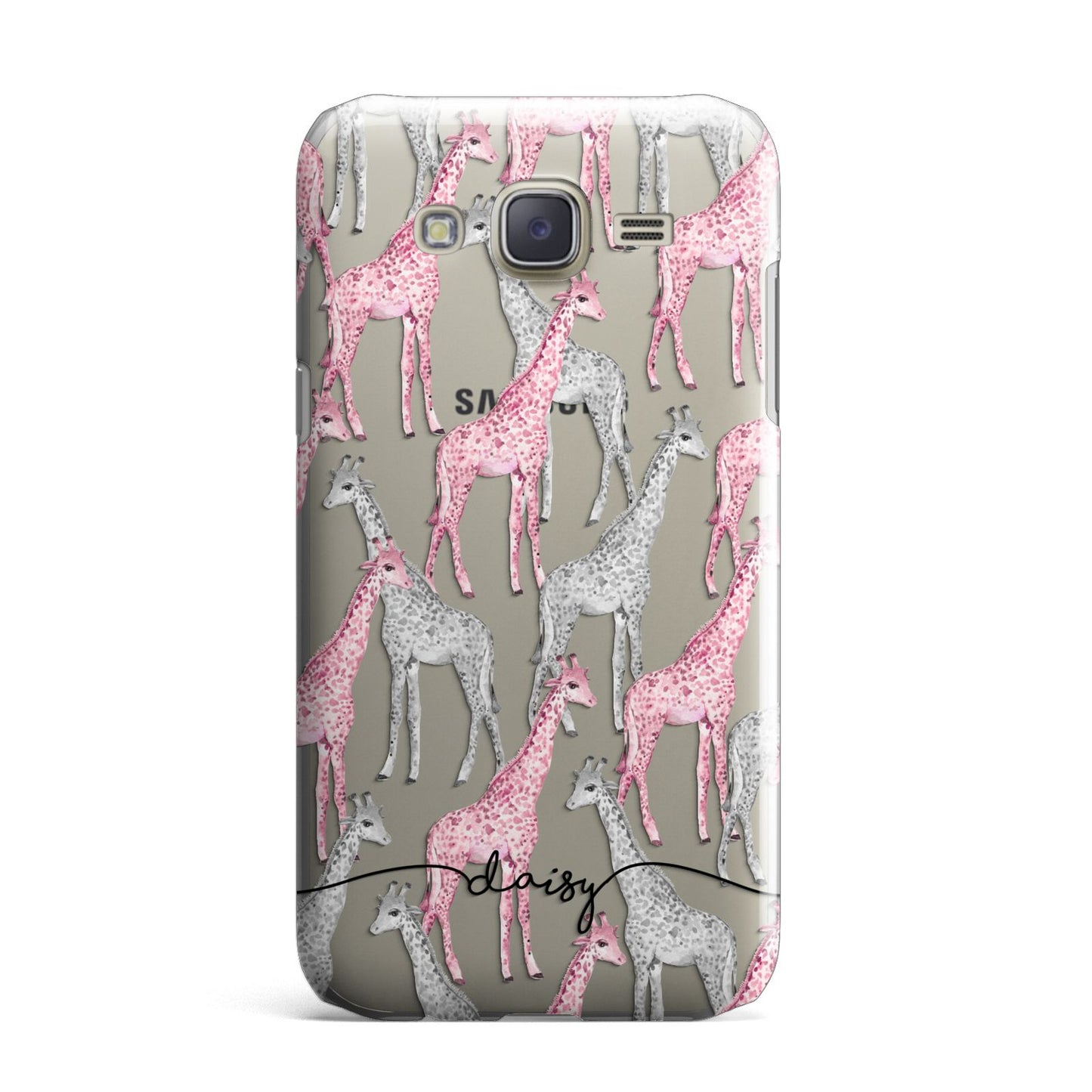 Personalised Pink Grey Giraffes Samsung Galaxy J7 Case