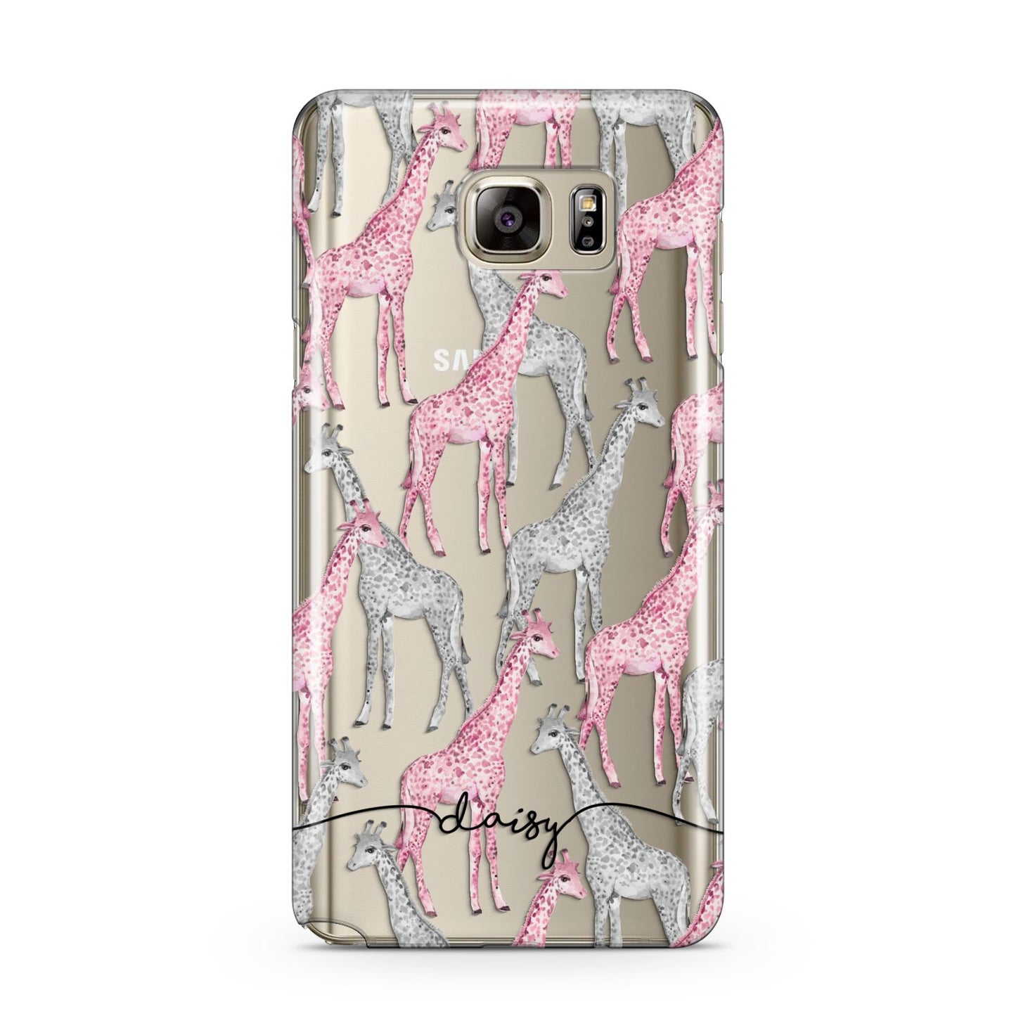 Personalised Pink Grey Giraffes Samsung Galaxy Note 5 Case