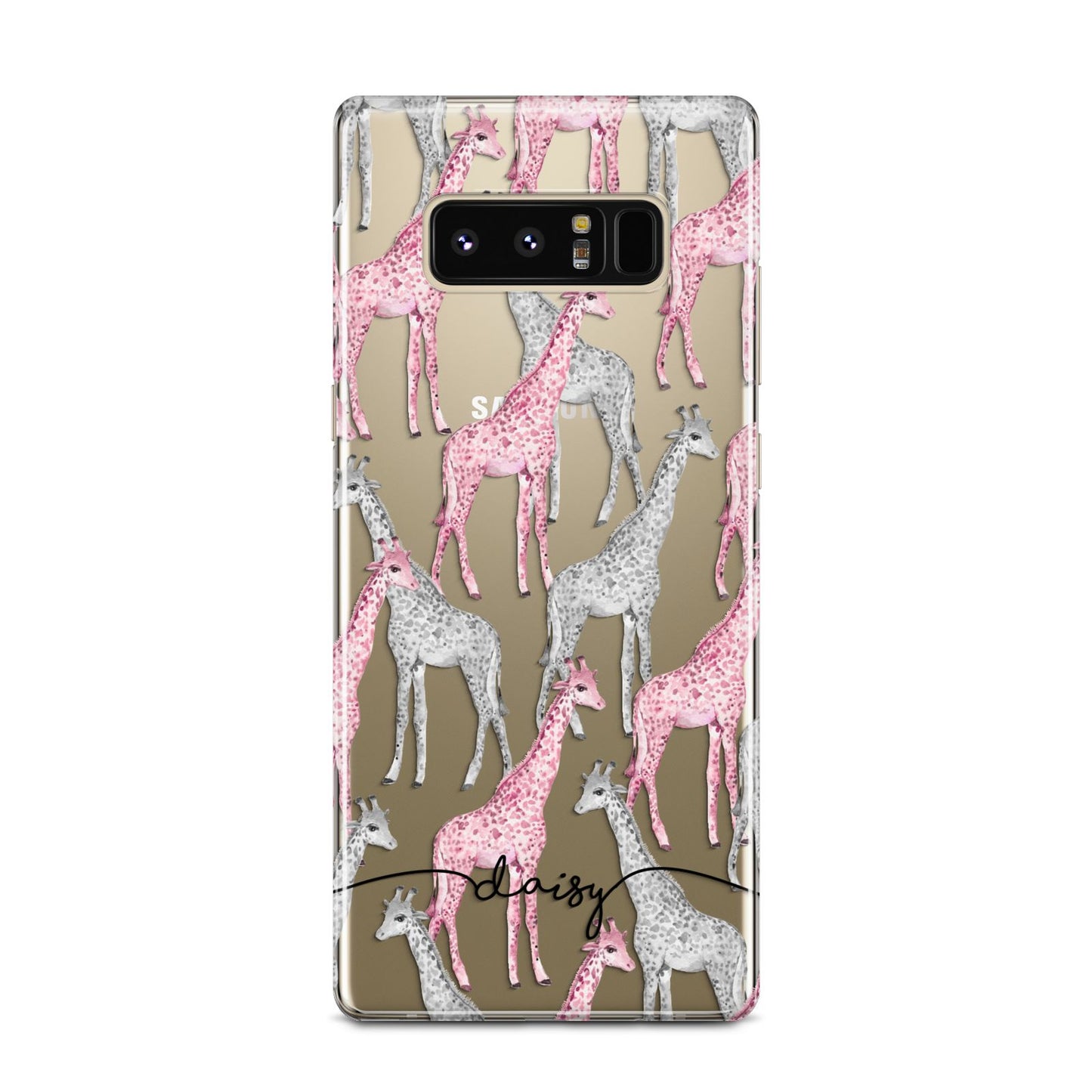 Personalised Pink Grey Giraffes Samsung Galaxy Note 8 Case