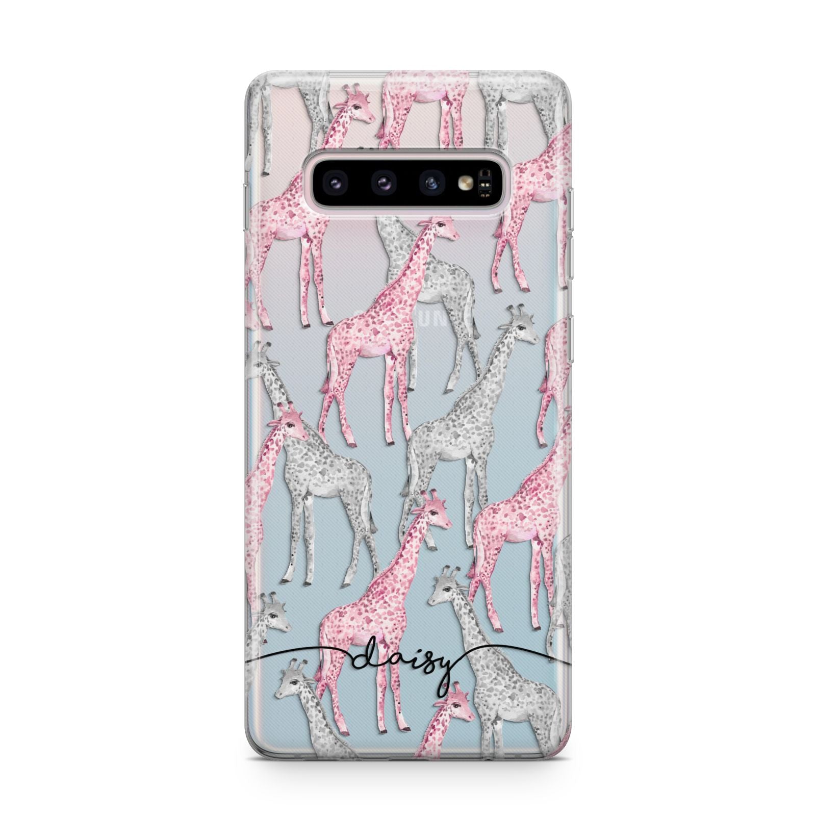Personalised Pink Grey Giraffes Samsung Galaxy S10 Plus Case