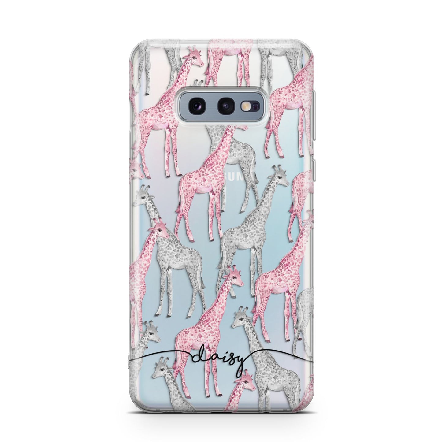Personalised Pink Grey Giraffes Samsung Galaxy S10E Case