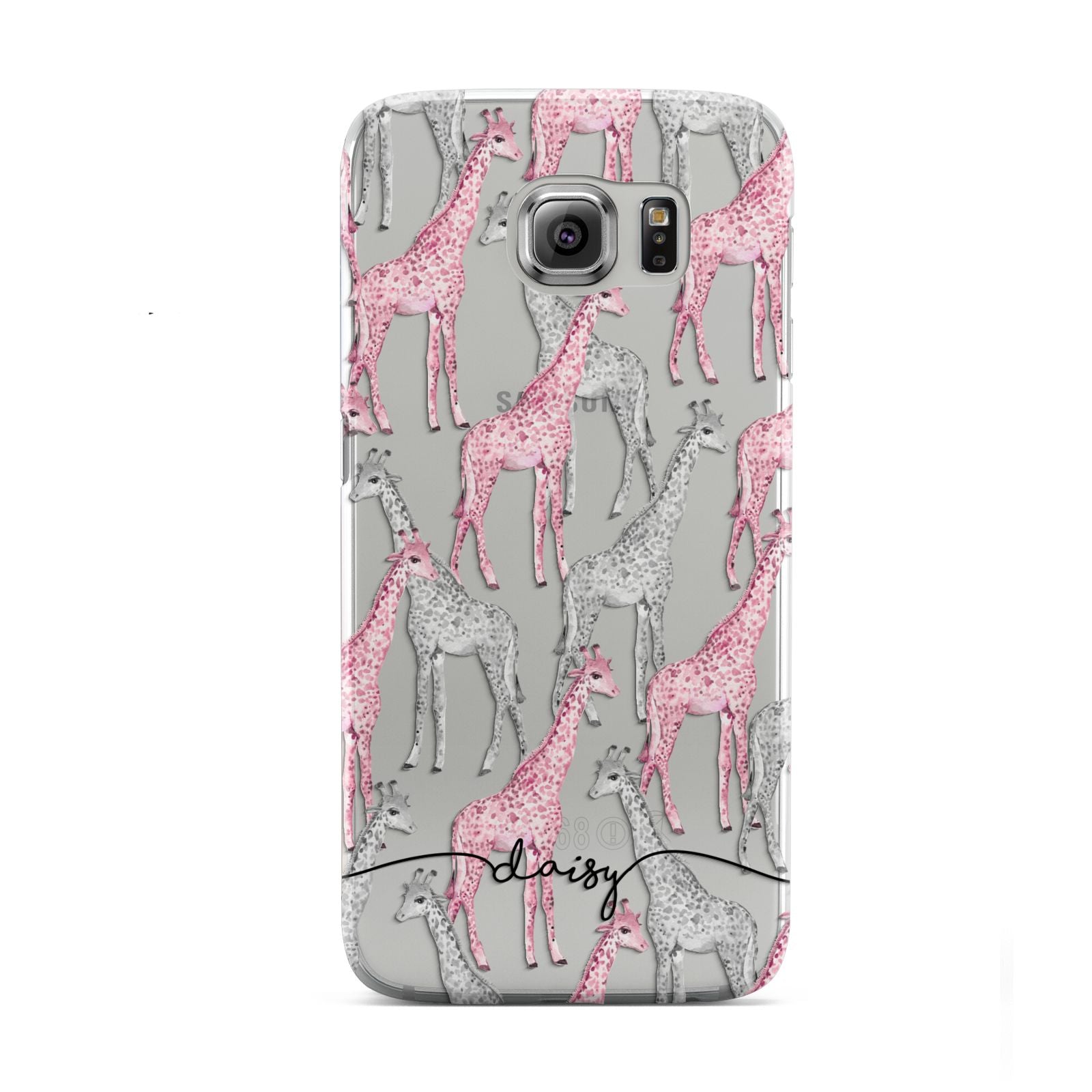 Personalised Pink Grey Giraffes Samsung Galaxy S6 Case