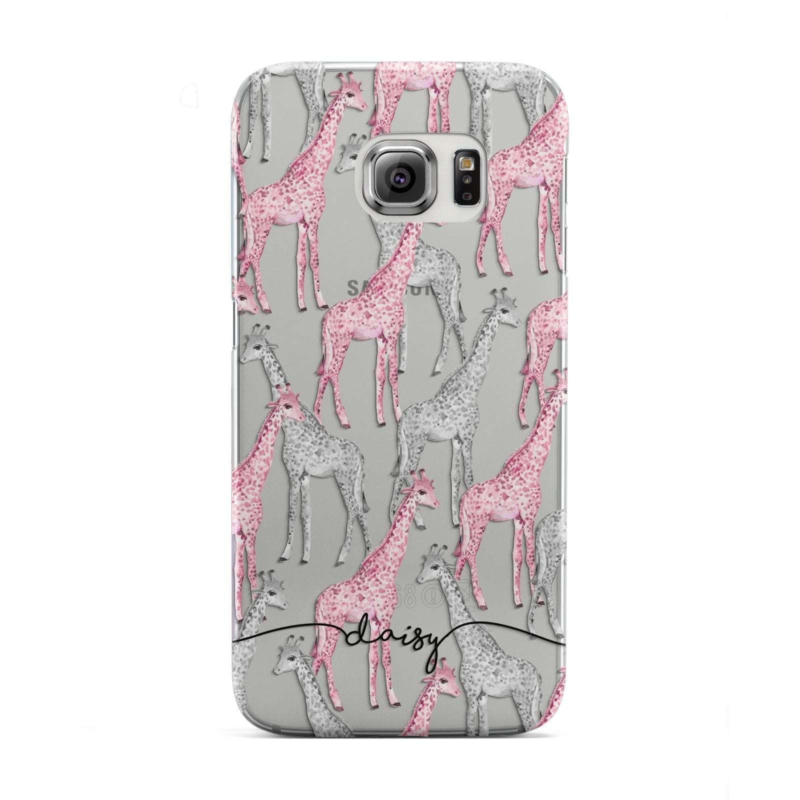 Personalised Pink Grey Giraffes Samsung Galaxy S6 Edge Case