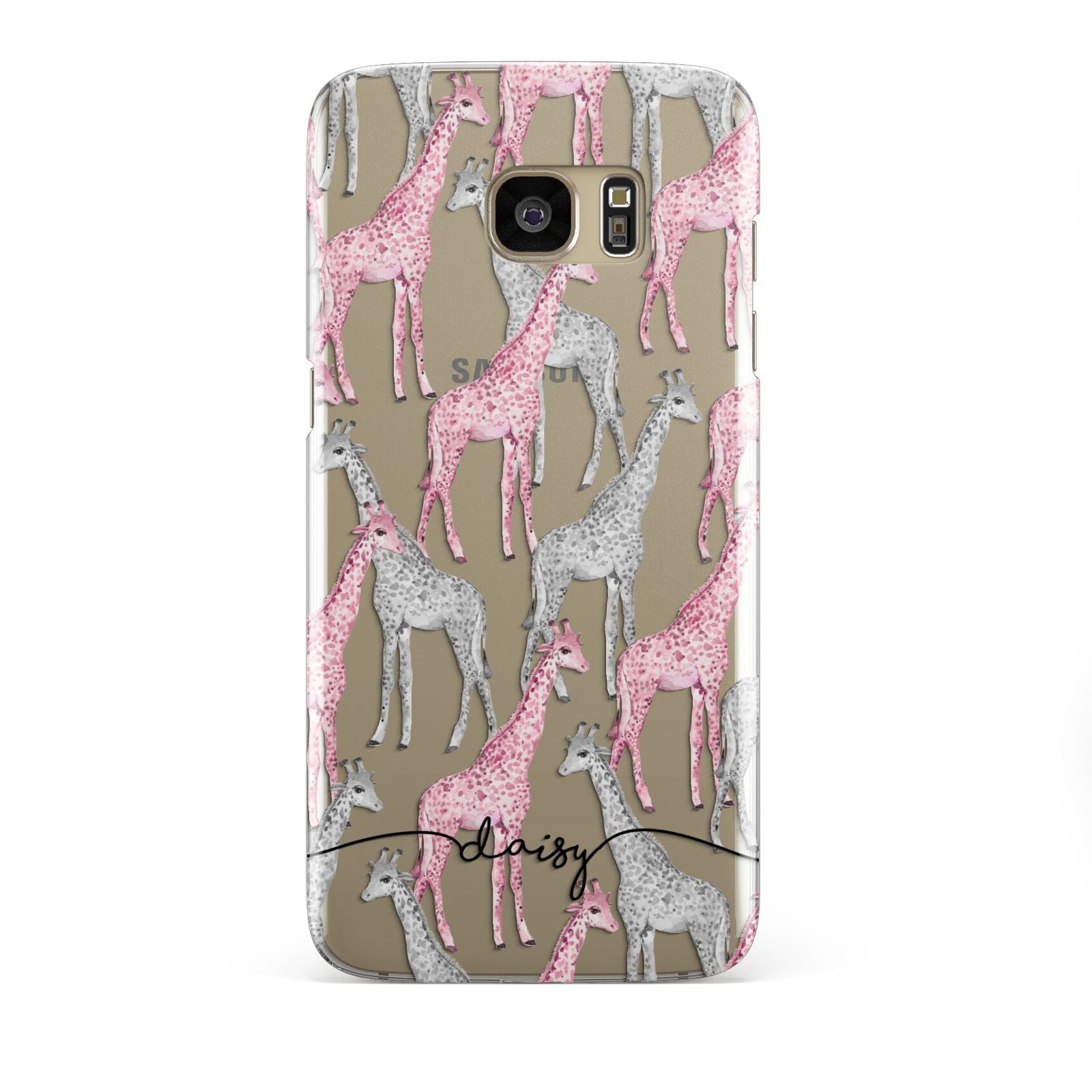 Personalised Pink Grey Giraffes Samsung Galaxy S7 Edge Case