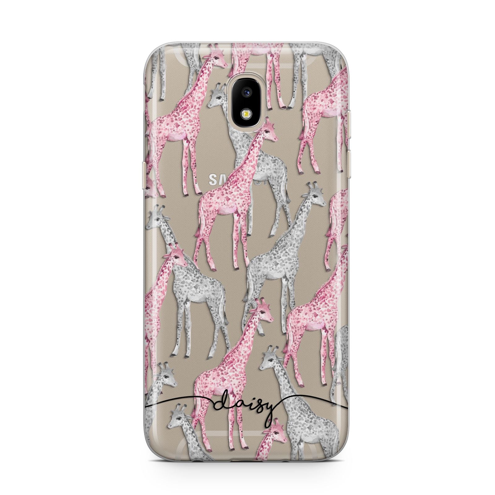 Personalised Pink Grey Giraffes Samsung J5 2017 Case