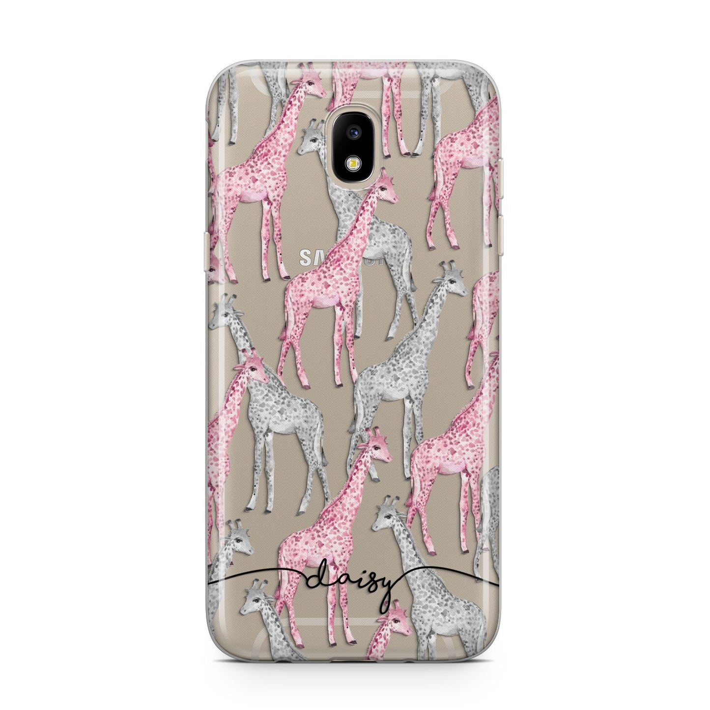 Personalised Pink Grey Giraffes Samsung J5 2017 Case