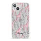 Personalised Pink Grey Giraffes iPhone 13 Clear Bumper Case