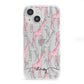 Personalised Pink Grey Giraffes iPhone 13 Mini Clear Bumper Case