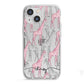 Personalised Pink Grey Giraffes iPhone 13 Mini TPU Impact Case with White Edges