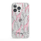 Personalised Pink Grey Giraffes iPhone 13 Pro Clear Bumper Case