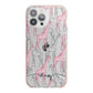 Personalised Pink Grey Giraffes iPhone 13 Pro Max TPU Impact Case with Pink Edges