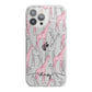 Personalised Pink Grey Giraffes iPhone 13 Pro Max TPU Impact Case with White Edges